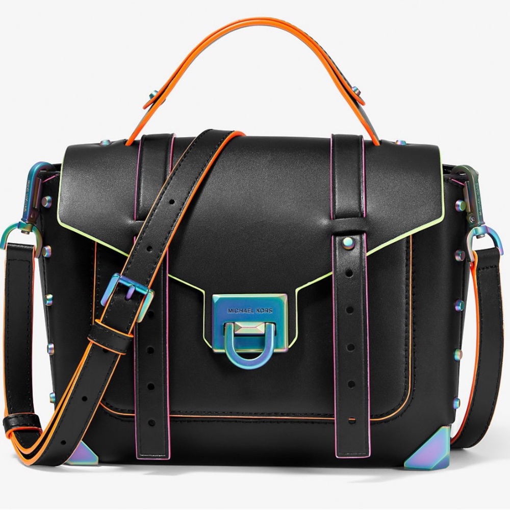 Michael Kors Black Satchel with Structured Design and Adjustable Strap